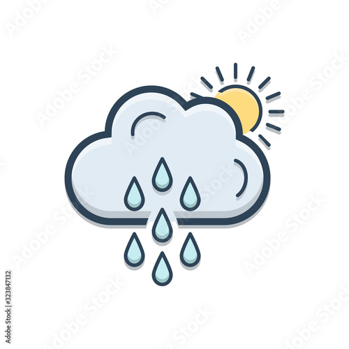 Color illustration icon for  cloud rain