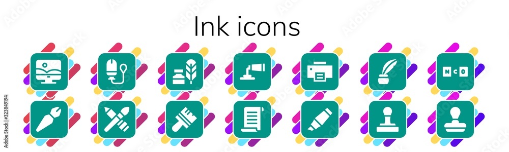 Modern Simple Set of ink Vector filled Icons