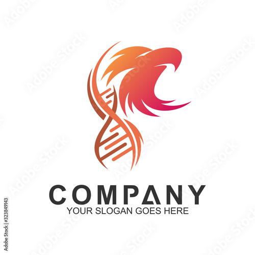 eagle head with DNA creative logo design