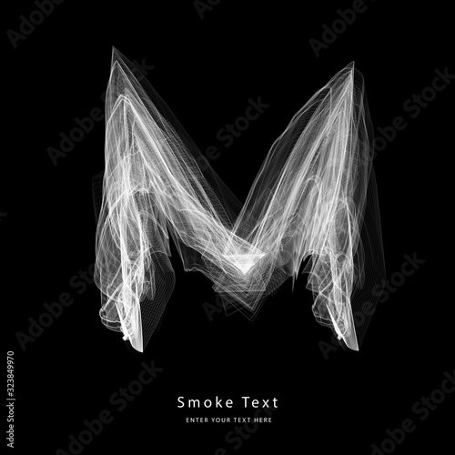 Abstract smoke upper case alphabet letter text art smoky pen brush effect.