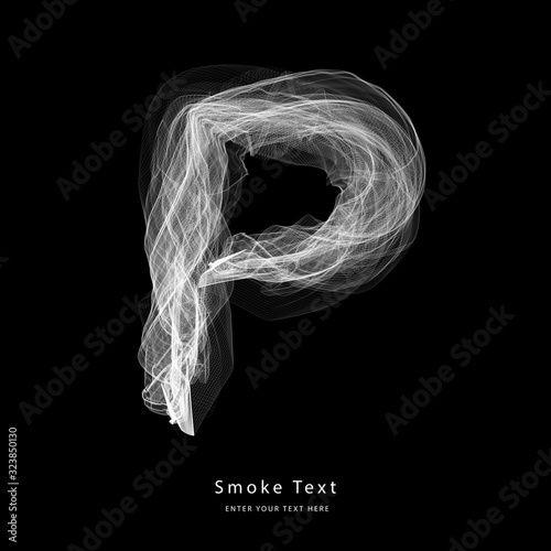 Abstract smoke upper case alphabet letter text art smoky pen brush effect.