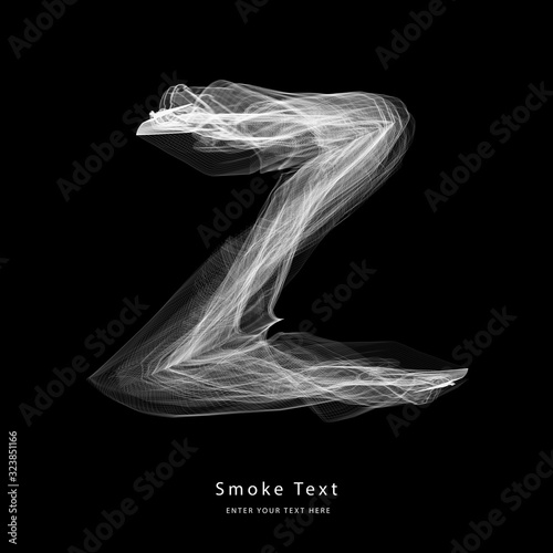 Abstract smoke upper case alphabet letter text art smoky pen brush effect.
