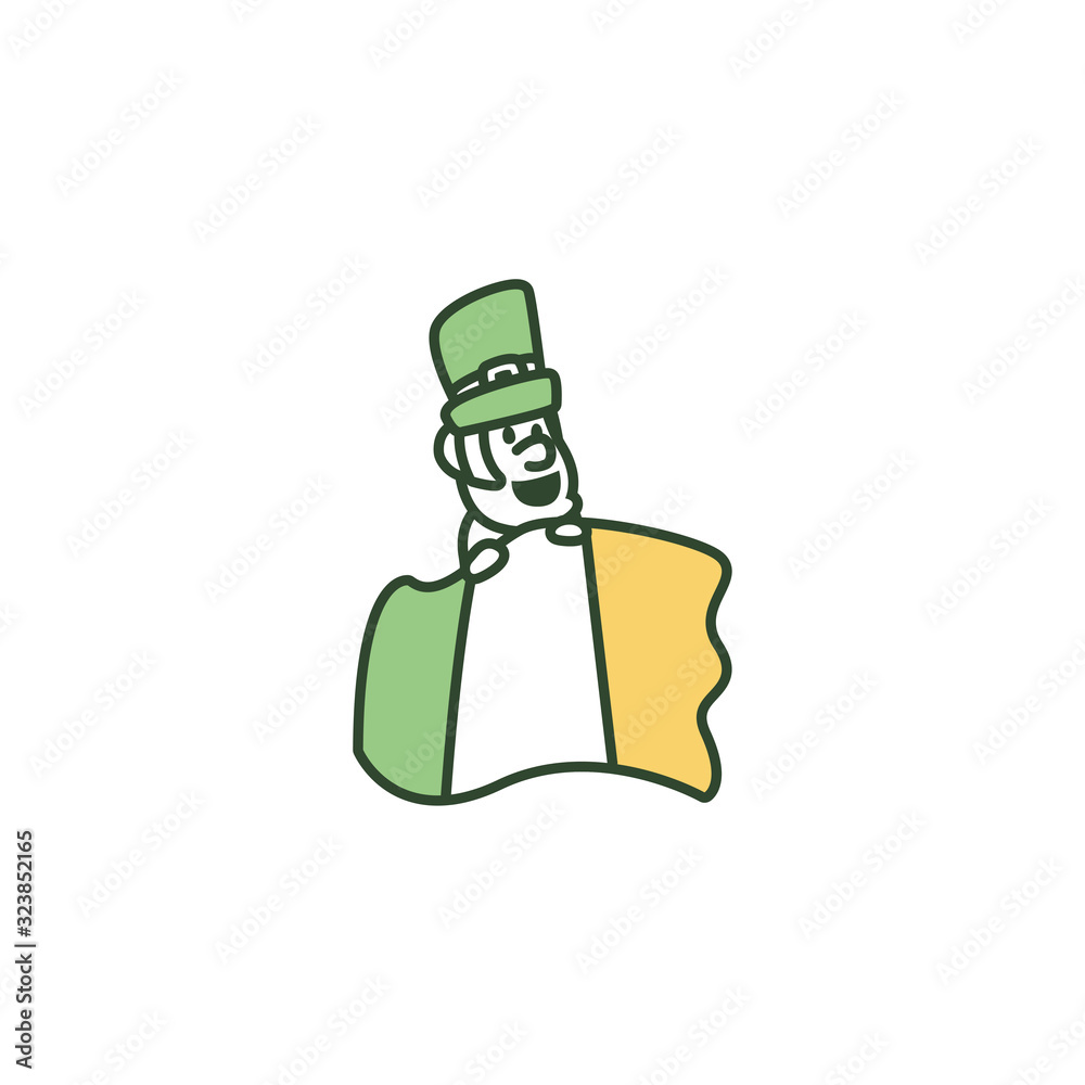 Isolated elf and flag of saint patrcks day line style icon vector design