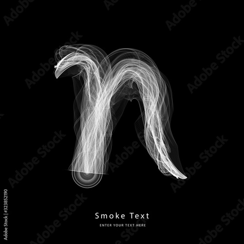 Abstract smoke lower case alphabet letter text art smoky pen brush effect.