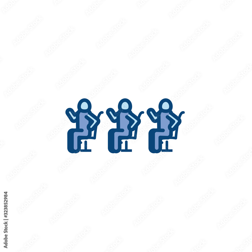 Isolated avatars seated line and fill style icon vector design