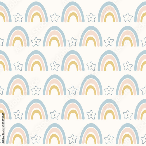 Rainbow vector pattern background design with stars.