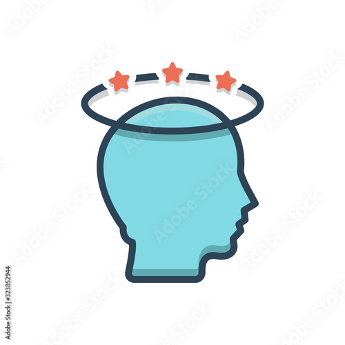 Color illustration icon for headache  migraine 