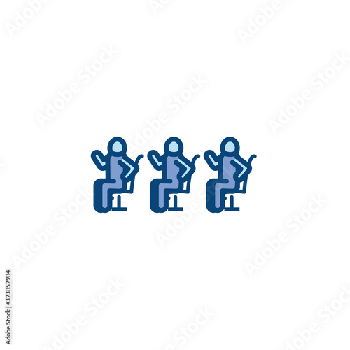 Isolated avatars seated line and fill style icon vector design