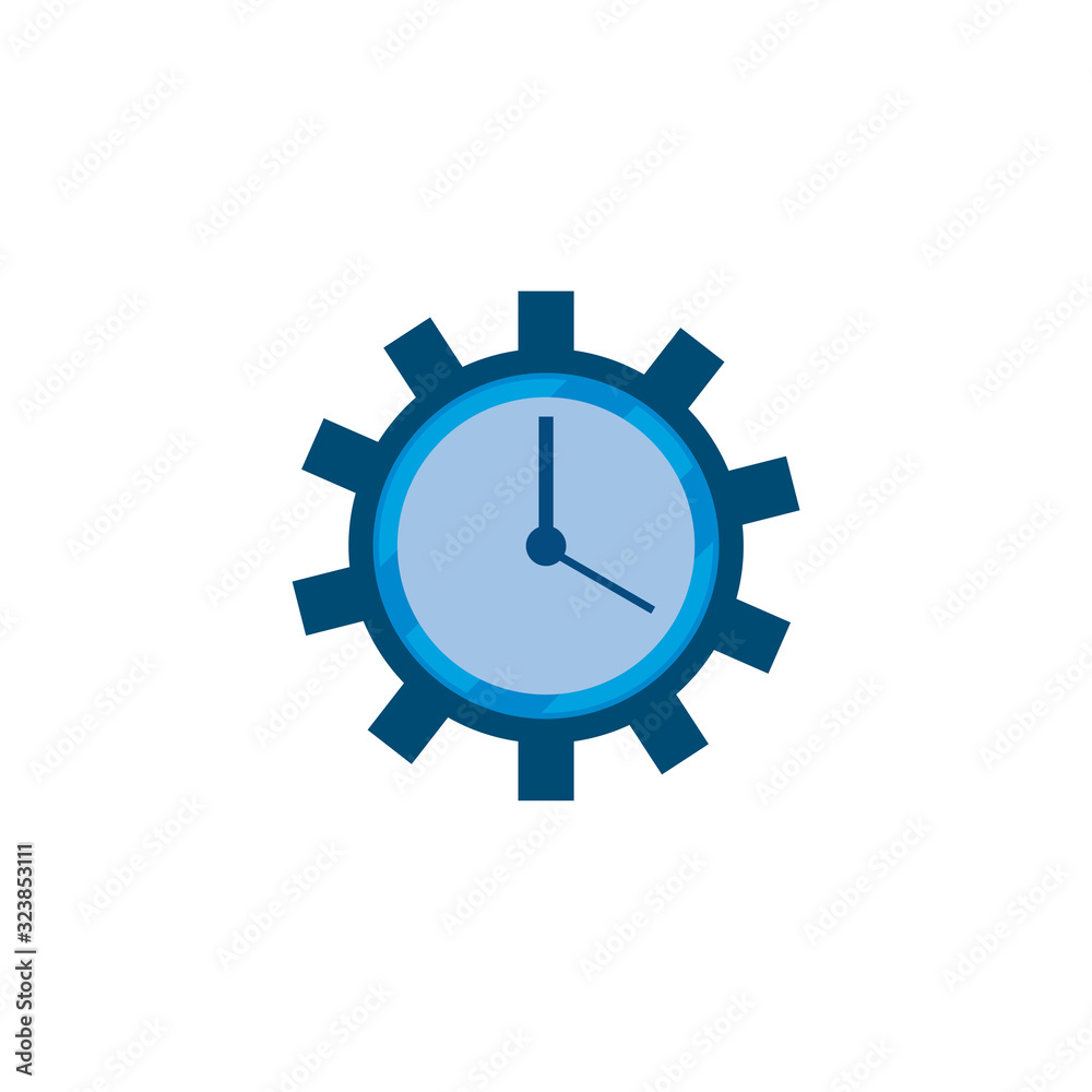 Isolated clock instrument and gear fill style icon vector design Isolated clock instrument and gear fill style icon vector design
