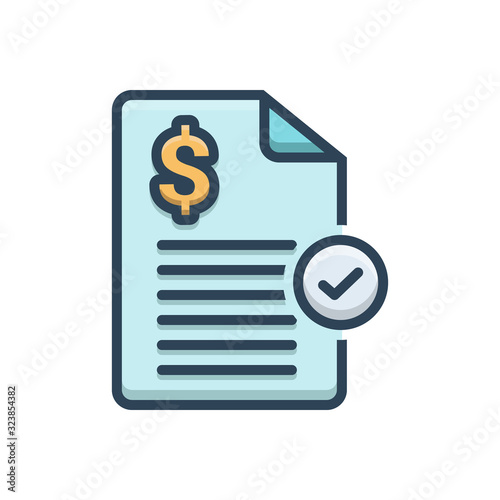 Color illustration icon for paid 