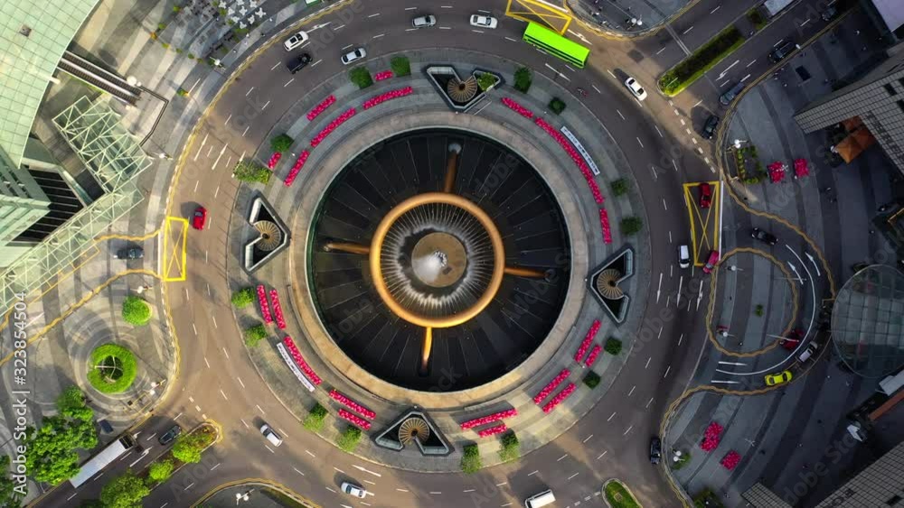 Hyperlapse aerial view flying of Road highway along to the night cityscape skyline at Singapore. Hyperlapse aerial view flying of Road highway along to the night cityscape skyline at Singapore.