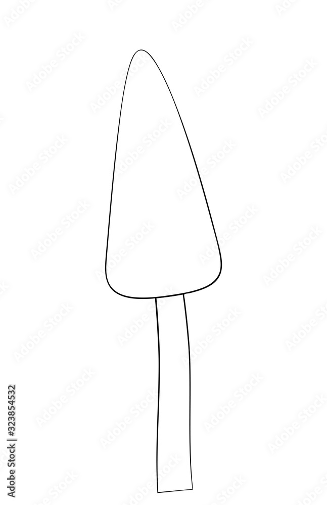 Vector silhouette of coniferous tree. Stylized contour of spruce for logo, clothing decor, build tatoo or postcards. Vector silhouette of coniferous tree. Stylized contour of spruce for logo, clothing decor, build tatoo or postcards.