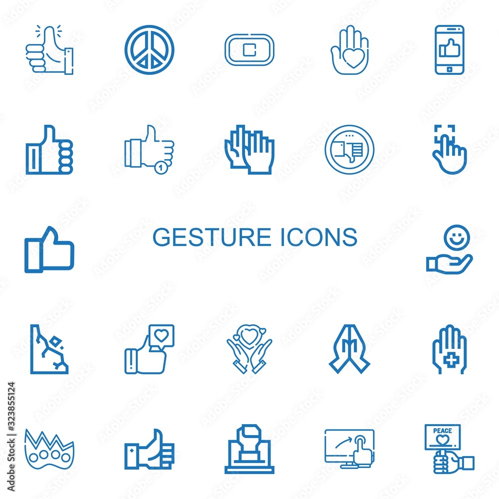Editable 22 gesture icons for web and mobile