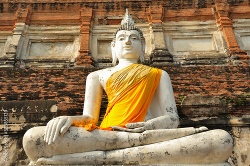 Ancient Lord Buddha Statue Wat yaichaimongkol in Ayutthaya;Thailand ,Public place allowing shooting for travel and worship  photo