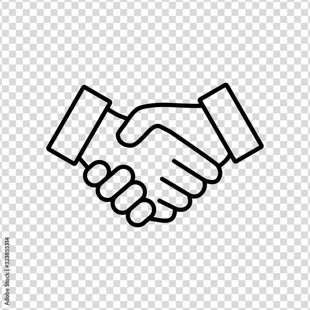Business handshake contract agreement line art vector icon for apps and websites