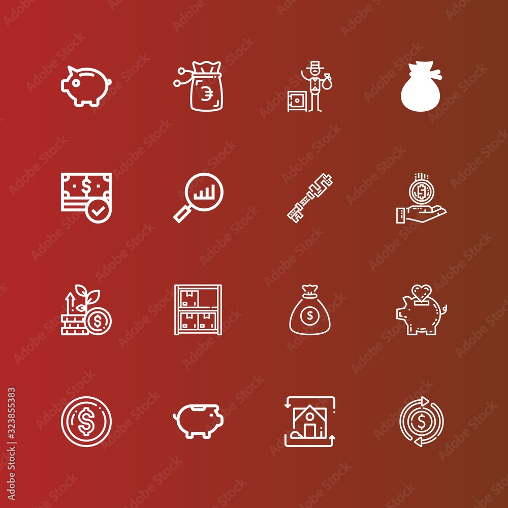 Editable 16 investment icons for web and mobile