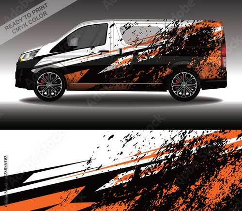Car wrap decal design vector, custom livery race rally car vehicle sticker and tinting.