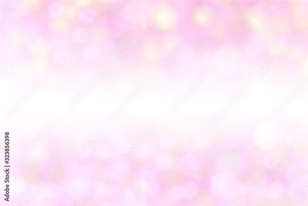 white and pink bokeh background with glitter.