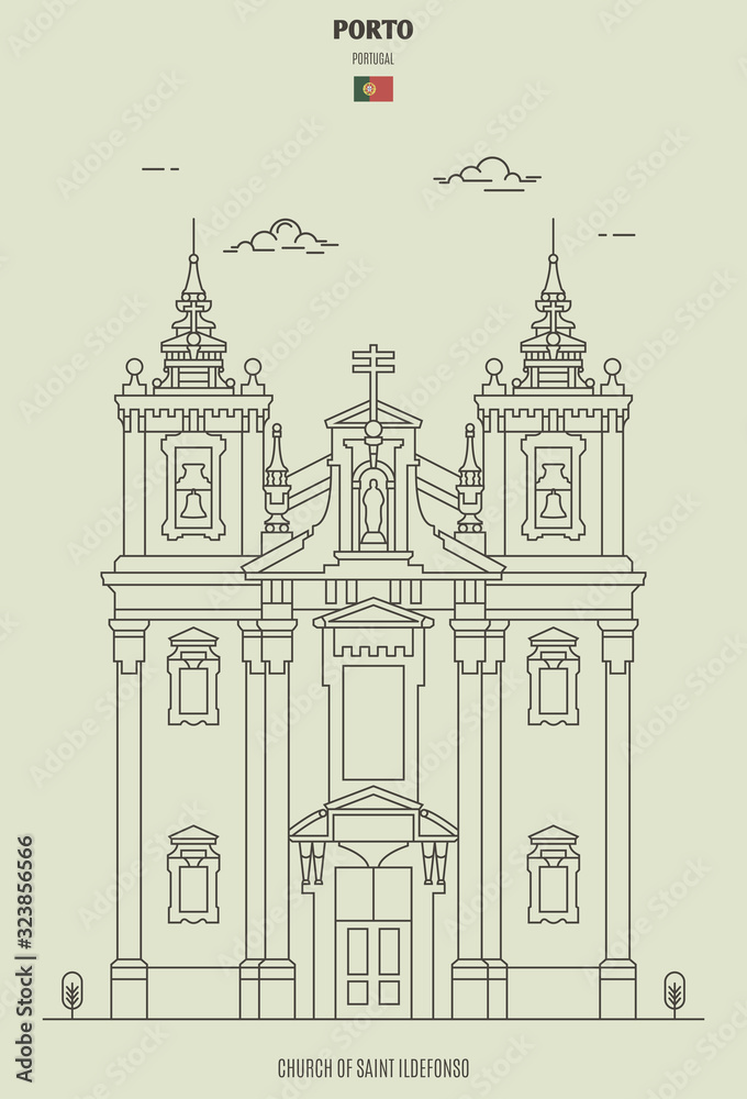 Church of Saint Ildefonso in Porto, Portugal. Landmark icon