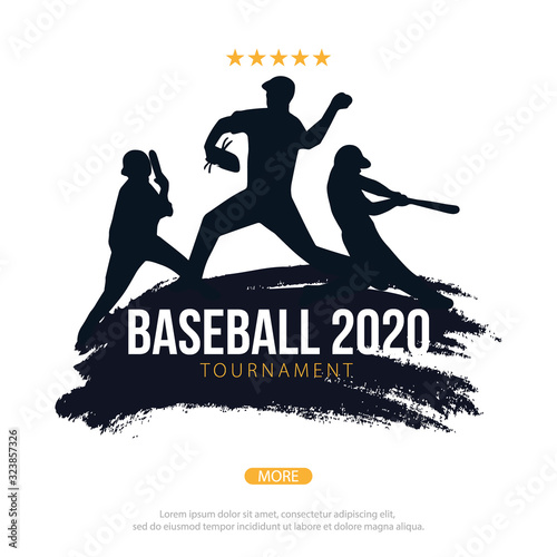 Baseball banner with players. Sports posters design.