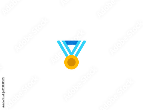 Sports medal vector flat icon. Isolated golden medal, award, winner emoji illustration 