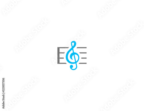 Musical score vector flat icon. Isolated musical clef note emoji illustration 