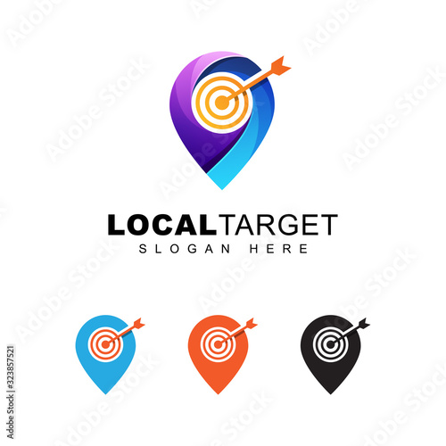 modern color local target or pin location targeting logo vector template tempolate