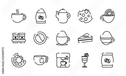 Isolated coffee line style icon set vector design