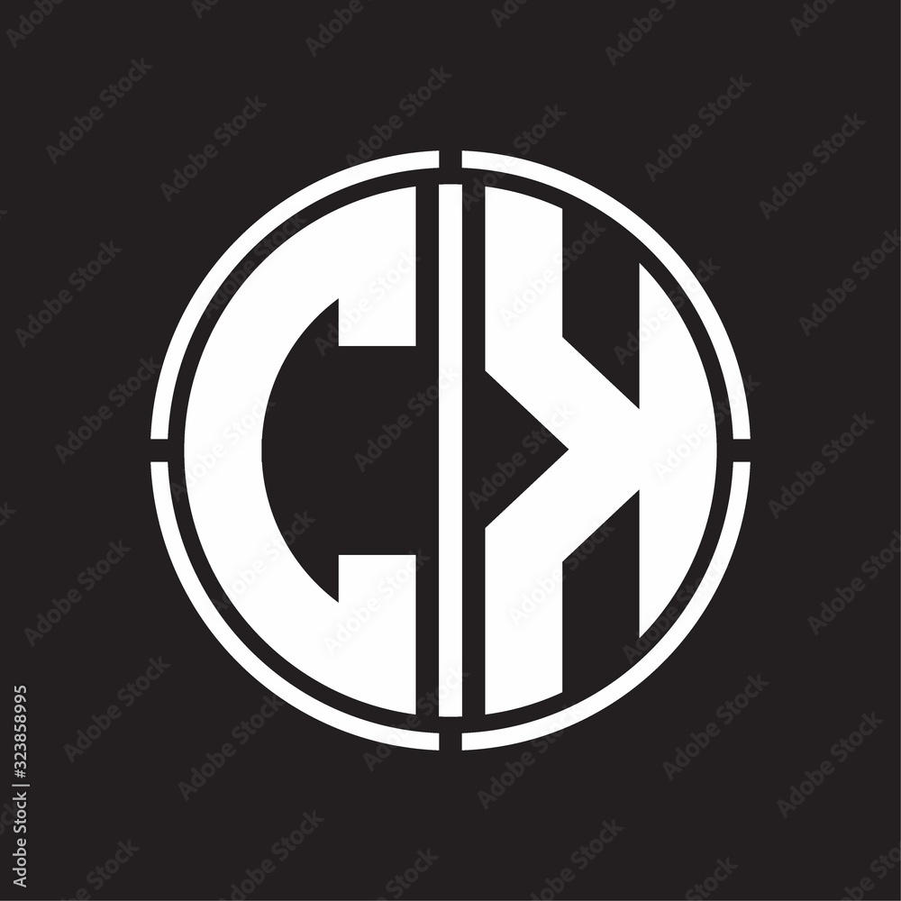 CK Logo initial with circle line cut design template