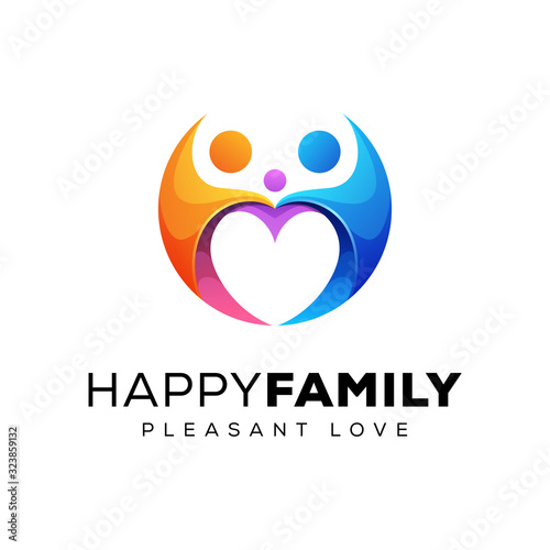 modern colorful love happy family logo concept  vector template