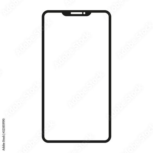 Smartphone icon mockup with blank white screen. Realistic vector trendy frameless smart phone, cellphone isolated.	