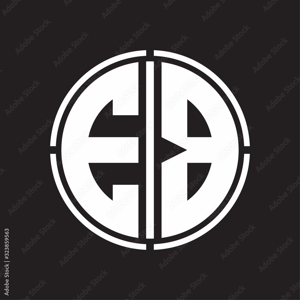 EB Logo initial with circle line cut design template EB Logo initial with circle line cut design template