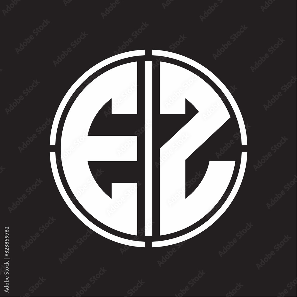 EZ Logo initial with circle line cut design template EZ Logo initial with circle line cut design template