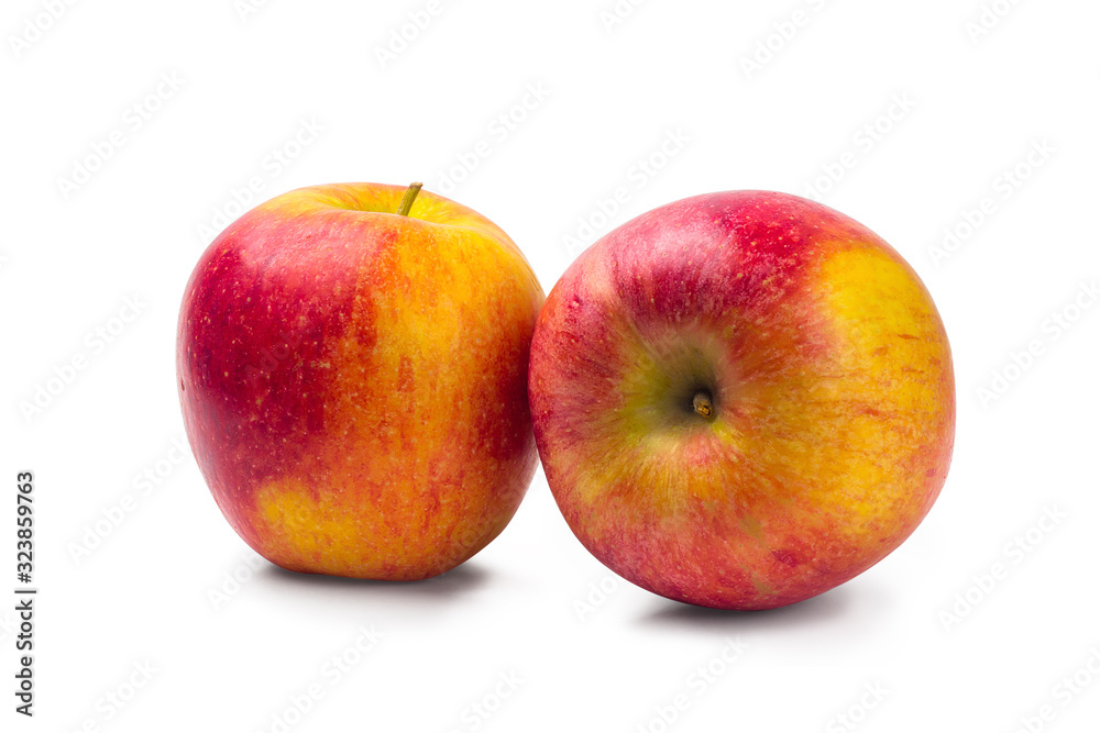two fuji apple fruit isolated on white background with clipping path two fuji apple fruit isolated on white background with clipping path