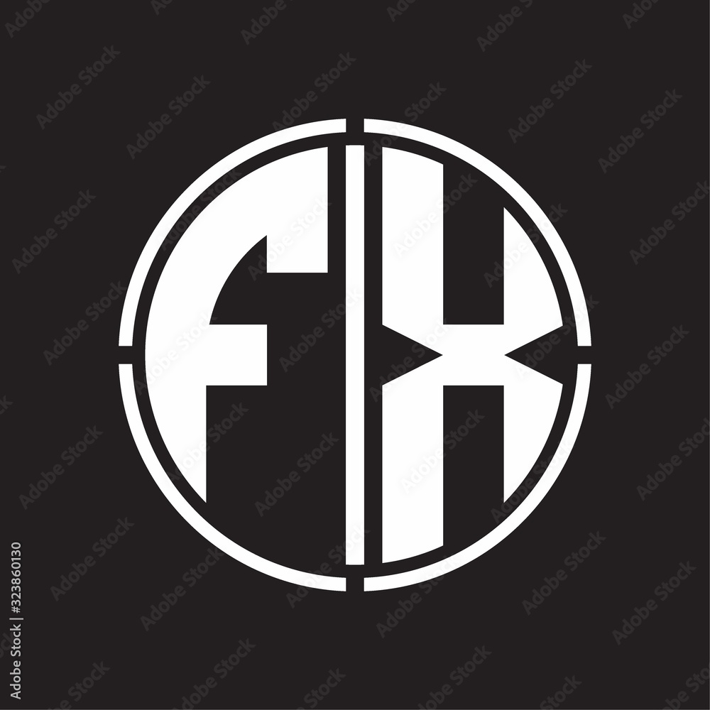 FX Logo initial with circle line cut design template Stock Vector ...