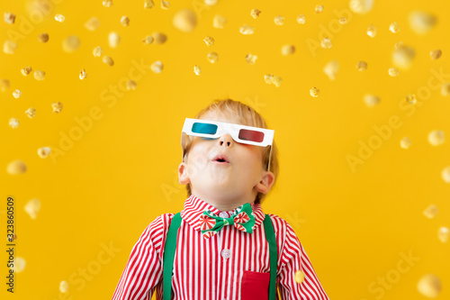 Happy child wearing 3d glasses