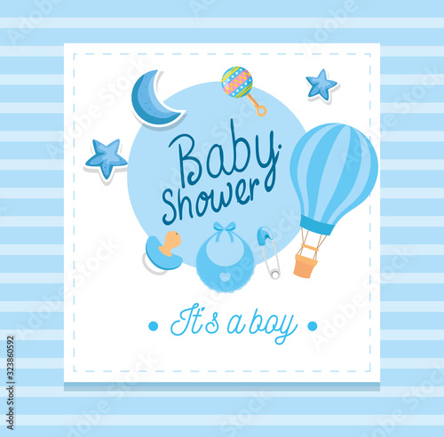 baby shower card with cute decoration vector illustration design