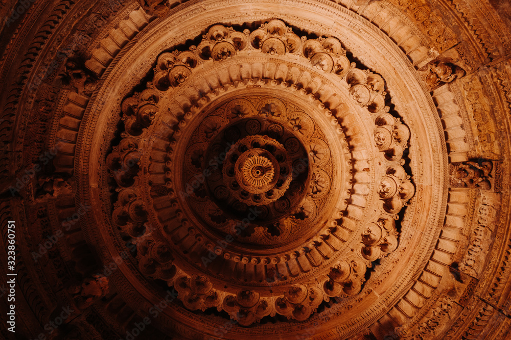 View of the Dome of the Sun temple in Modhera, Gujarat, India