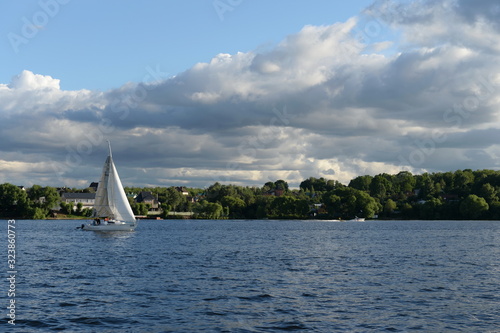 Yacht on the Pirogovsky reservoir of the Moscow Canal