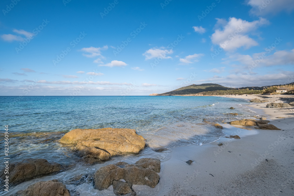 White sands of Ghjunchitu beach in Corsica White sands of Ghjunchitu beach in Corsica