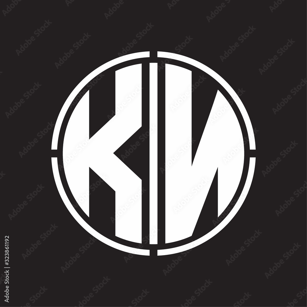 KN Logo initial with circle line cut design template KN Logo initial with circle line cut design template