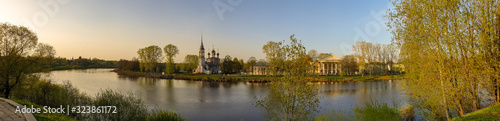 Vologda. Beautiful spring day on the river Bank. Panorama. Church Of The Meeting Of The Lord. 18th century.