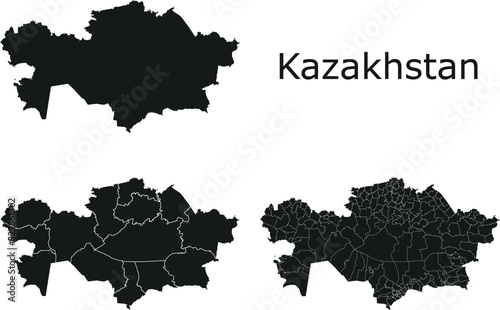 Kazakhstan vector maps with administrative regions  municipalities  departments  borders