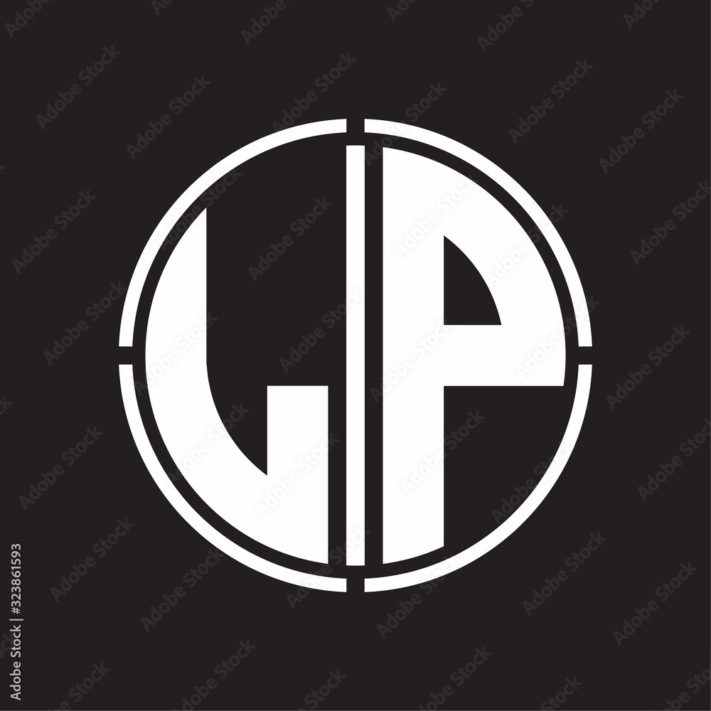 LP Logo initial with circle line cut design template LP Logo initial with circle line cut design template