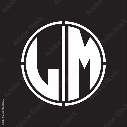 LM Logo initial with circle line cut design template