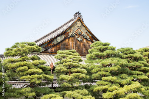Photograph of the detail of the roof of a Japanese temple