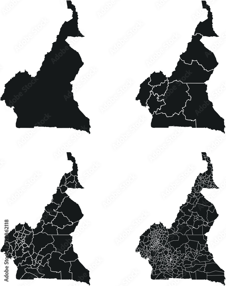 Cameroon vector maps with administrative regions, municipalities ...