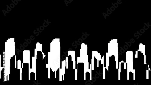City shadow in the black and white lights. Handmade image of urban landscape.