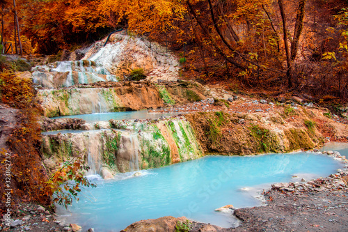 Bagni San Filippo is a thermal hot spring with healing water, Province of Siena, Italy. Thermal Baths. photo