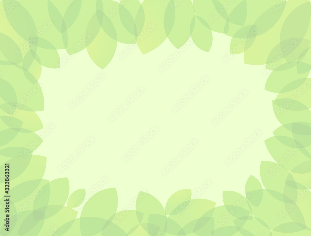 Green leaves frame. Spring, summer background with plant elements and transparent effects. Isolated abstract graphic design template. Happy holidays congrats. Presentation slide picture, standard size Green leaves frame. Spring, summer background with plant elements and transparent effects. Isolated abstract graphic design template. Happy holidays congrats. Presentation slide picture, standard size